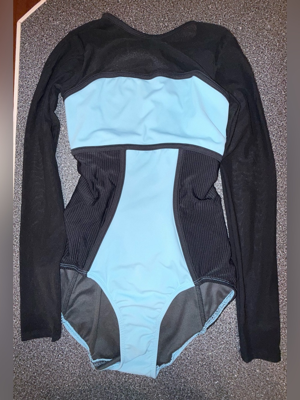 Five Dancewear Long Sleeve Black /Teal Dance Leotard Size Youth XL Plus
